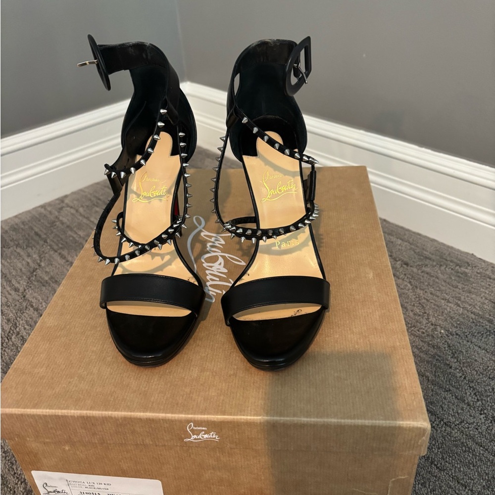 Christian Louboutin Black Choca Lux 120mm heel size 36.5